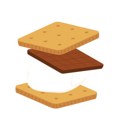 Çikolata ve kraker. S 'more graham krakeri, çikolata ve lokum..