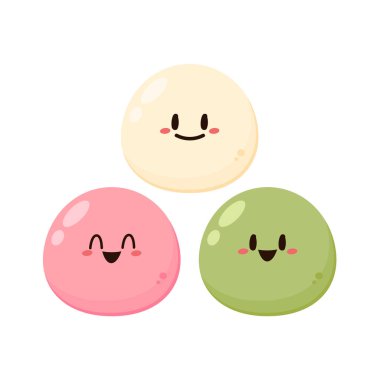 Cute Mochi cartoon vector. Mochi icon vector. Japanese rice dessert.