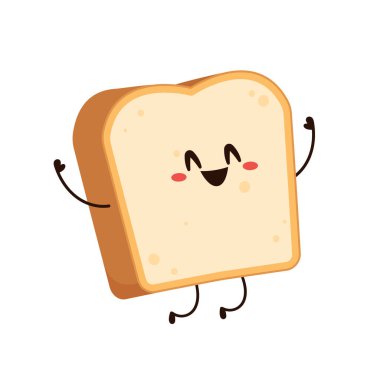 Sevimli bir kadeh kaldırma. Vektör çizgi film karakteri çizim simgesi tasarımı. Beyaz arka planda izole edilmiş. Ekmek karakter tasarımı.