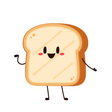 Sevimli bir kadeh kaldırma. Vektör çizgi film karakteri çizim simgesi tasarımı. Beyaz arka planda izole edilmiş. Ekmek karakter tasarımı.