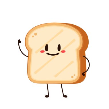 Sevimli bir kadeh kaldırma. Vektör çizgi film karakteri çizim simgesi tasarımı. Beyaz arka planda izole edilmiş. Ekmek karakter tasarımı.