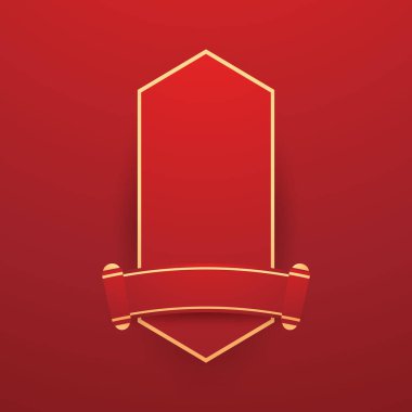 Mutlu Çin Yeni Yılı 2025. Çin yeni yıl afişi, gösteri için daire şeklinde. Tebrik kartı. Kırmızı zemin üzerinde fener bulunan Çin çerçevesi.