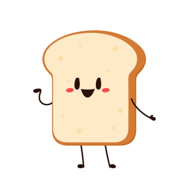 Sevimli bir kadeh kaldırma. Vektör çizgi film karakteri çizim simgesi tasarımı. Beyaz arka planda izole edilmiş. Ekmek karakter tasarımı.