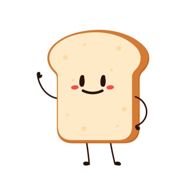 Sevimli bir kadeh kaldırma. Vektör çizgi film karakteri çizim simgesi tasarımı. Beyaz arka planda izole edilmiş. Ekmek karakter tasarımı.