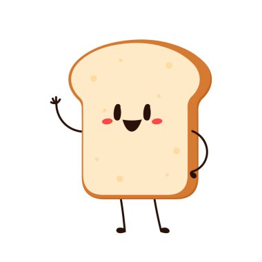 Sevimli bir kadeh kaldırma. Vektör çizgi film karakteri çizim simgesi tasarımı. Beyaz arka planda izole edilmiş. Ekmek karakter tasarımı.