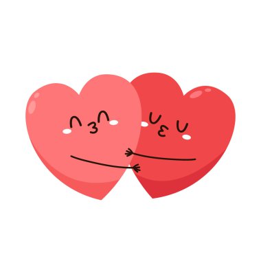 Kırmızı, sevimli kalp karakteri. Romantik düz stil Sevgililer Günü çizimleri aşkı ifade etmek için.