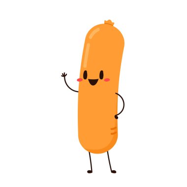 Sosis karakter tasarımı. Beyaz arkaplanda sosis.