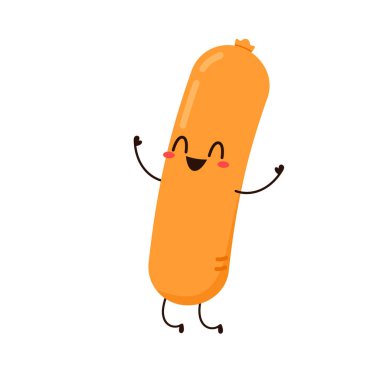 Sosis karakter tasarımı. Beyaz arkaplanda sosis.