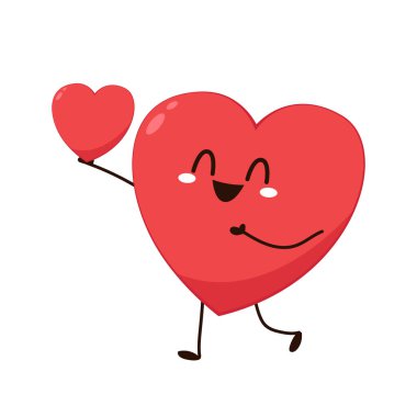 Kırmızı, sevimli kalp karakteri. Romantik düz stil Sevgililer Günü çizimleri aşkı ifade etmek için.