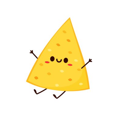 Nacho karakter tasarımı. Beyaz arkaplanda nachos.