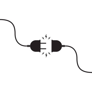 Fişi takılı elektrik prizi. Bağlantı ve kopma kavramı. Elektrik prizi ve prizin prizi sökülmüş. Kablo, enerji kablosu koptu.