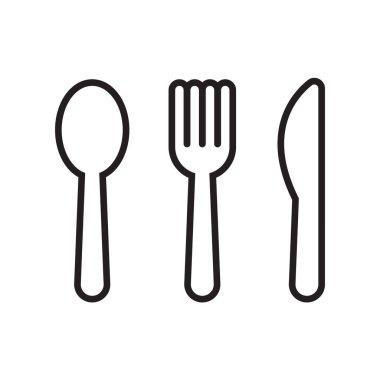 Çatal bıçak ikonu. Kaşık, çatal, bıçak. Restoran işletme konsepti, vektör illüstrasyonu.