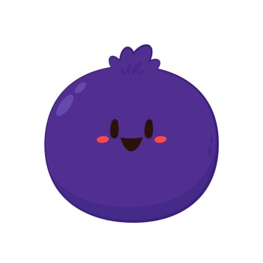 Yabanmersini karakteri. Düz stil ile komik meyve simgesi. Yabanmersini çizgi filmi izole edilmiş vektörü.