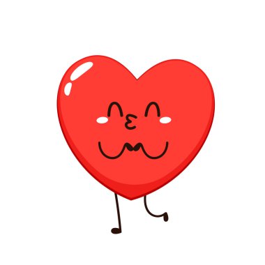 Kırmızı, sevimli kalp karakteri. Romantik düz stil Sevgililer Günü çizimleri aşkı ifade etmek için.