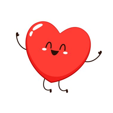 Kırmızı, sevimli kalp karakteri. Romantik düz stil Sevgililer Günü çizimleri aşkı ifade etmek için.