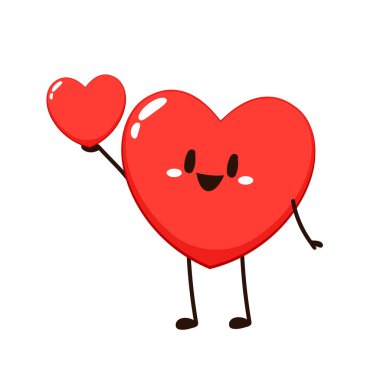 Kırmızı, sevimli kalp karakteri. Romantik düz stil Sevgililer Günü çizimleri aşkı ifade etmek için.