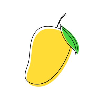 Yarım mango vektörü. Mango vektörü. Beyaz arka planda mango. logo tasarımı.