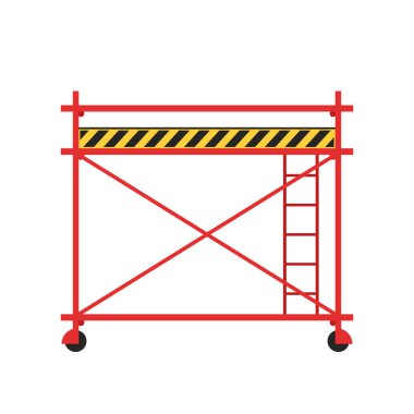 İskele iskelesi. Vektör düz tasarım alüminyum prefabrik yapı iskelesi izole edilmiş beyaz arkaplan.