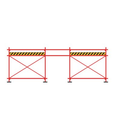 İskele iskelesi. Vektör düz tasarım alüminyum prefabrik yapı iskelesi izole edilmiş beyaz arkaplan.