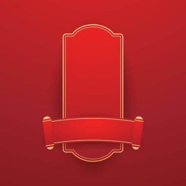 Mutlu Çin Yeni Yılı 2026. Çin yeni yıl afişi. Tebrik kartı. Kırmızı zemin üzerinde fener bulunan Çin çerçevesi.