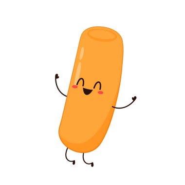 Tatlı Tteokbokki noodle çizgi filmi. Kore sokak yemeği. Basit vektör logosu sosisi. Tteokbokki Kore yemeğidir..