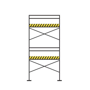 İskele iskelesi. Vektör düz tasarım alüminyum prefabrik yapı iskelesi izole edilmiş beyaz arkaplan.