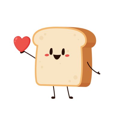 Sevimli bir kadeh kaldırma. Vektör çizgi film karakteri çizim simgesi tasarımı. Beyaz arka planda izole edilmiş. Ekmek karakter tasarımı.