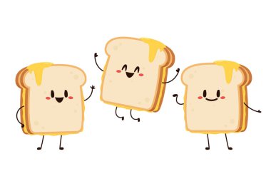 Sandviç peyniri karakter tasarımı. ekmek karakteri vektörü. Peynir esnemesi Sandviç peyniri vektörü