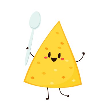 Nacho karakter tasarımı. Beyaz arkaplanda nachos.