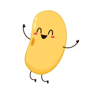 Soya fasulyesi vektörü. Soya fasulyesi karakter tasarımı.