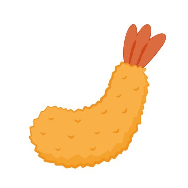 Tempura kızarmış karides vektörü izole edilmiş. Beyaz arkaplanda Tempura kızarmış karides.