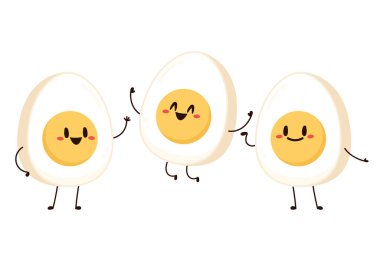 Yumurta karakter tasarımı. Beyaz arkaplanda yumurta vektörü.