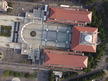 grandeur of Central Java Grand Mosque Semarang Indonesia with the typical architecture of the Nabawi Mosque Medina Saudi Arabia clipart