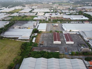 Endonezya devleti tarafından yönetilen bir sanayi bölgesinin hava manzarasının ihtişamı
