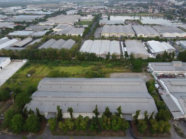 Endonezya devleti tarafından yönetilen bir sanayi bölgesinin hava manzarasının ihtişamı