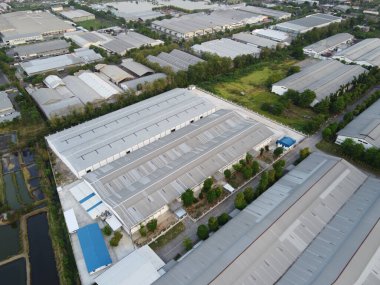 Endonezya devleti tarafından yönetilen bir sanayi bölgesinin hava manzarasının ihtişamı