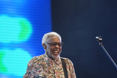 Rio de Janeiro, 4 Eylül 2022. Şarkıcı Gilberto Gil, Rio de Janeiro şehrinde, Rio 2022 Rock festivalindeki gösterisinde.