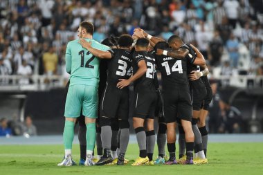 Rio de Janeiro, Brezilya, 10 Kasım 2022. Botafogo takımının futbol oyuncuları, Botafogo x Santos maçında Brezilya şampiyonası için Engenho Stadyumu 'nda.