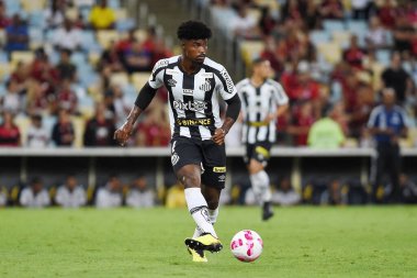 Rio de Janeiro, Brezilya, 25 Ekim 2022. Santos takımından futbolcu Eduardo Bauermann, Flamengo x Santos maçında Brezilya Stadyumu 'nda oynanacak..
