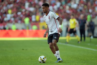Rio de Janeiro, Brezilya, 14 Ağustos 2022 Flamengo takımından Everton Cebolinha, Maracan Stadyumu 'ndaki Athletico-PR maçında.