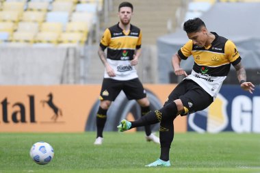 Rio de Janeiro, Brezilya, 31 Temmuz 2021. Futbol takımının oyuncusu Duduiciuma, Fluminense x Criciuma maçında, Brezilya Kupası için, Maracan Stadyumu 'nda.
