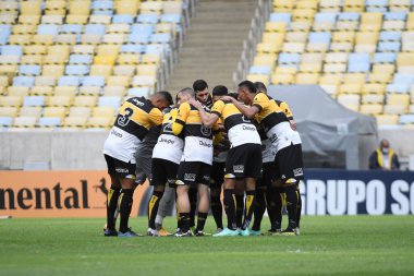 Rio de Janeiro, Brezilya, 31 Temmuz 2021. Criciuma takımının futbolcuları, Fluminense x Criciuma maçı sırasında, Brezilya Kupası için, maracan stadyumunda.