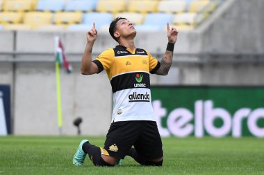 Rio de Janeiro, Brezilya, 31 Temmuz 2021. Futbol takımının oyuncusu Duduiciuma, Fluminense x Criciuma maçında, Brezilya Kupası için, Maracan Stadyumu 'nda.