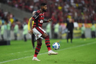 Rio de Janeiro, Brezilya, 9 Ağustos 2022. Flamengo 'dan futbolcu Rodinei, Flamengo x Corinthians maçı sırasında, Libertadpores Kupası için, Maracan Stadyumu' nda.
