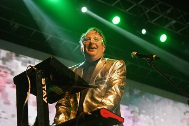 Rio de Janeiro, Brazil,January 27, 2023. Singer James Cassidy of the American band Information Society, during a show at Espao Hall in the city of Rio de Janeiro