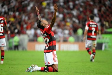 Rio de Janeiro, 29 Haziran 2023. Flamengo takımından Futeol oyuncusu Bruno Henrique, Brezilya Şampiyonası için Flamengo x Grmio maçında, Maracan Stadyumu 'nda.