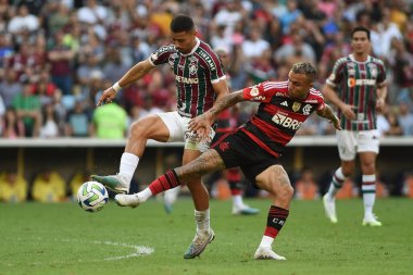 Rio de Janeiro (RJ), 07 / 16 / 2023 - Fluminense-Flamengo - Everton Cebolinha Flamengo oyuncusu, Mrio Filho Stadyumu 'nda (Maracan Filho) düzenlenen 2023 Brezilya Şampiyonası' nın 15. turu için geçerli olan Fluminense maçında)