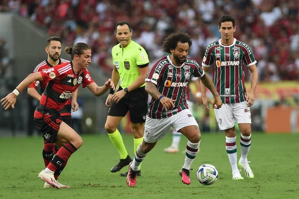 Rio Janeiro 2023 Fluminense Flamengo Marcelo Jogador Fluminense Durante Partida — Fotografia de Stock
