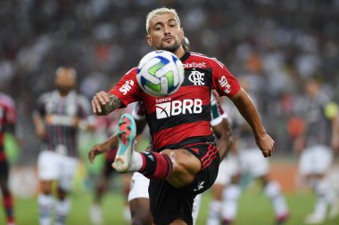 Rio de Janeiro, Brezilya, 16 Mayıs 2023. Flamengo takımından futbolcu Arrascaeta, Brezilya Kupası için Fluminense 'e karşı oynanan maçta, Maracan Stadyumu' nda.