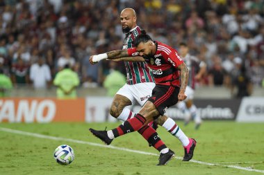 Rio de Janeiro, Brezilya, 16 Mayıs 2023. Flamengo takımından futbolcu Gabi, Brezilya Kupası için Fluminense 'e karşı oynanan maçta, Maracan Stadyumu' nda.